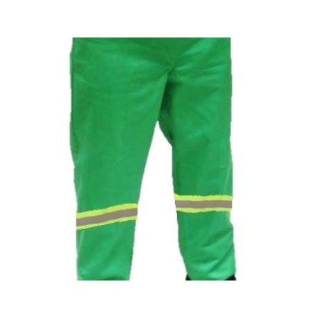Pantalon De Trabajo Mezclilla 14oz C/reflejante Verde Hm